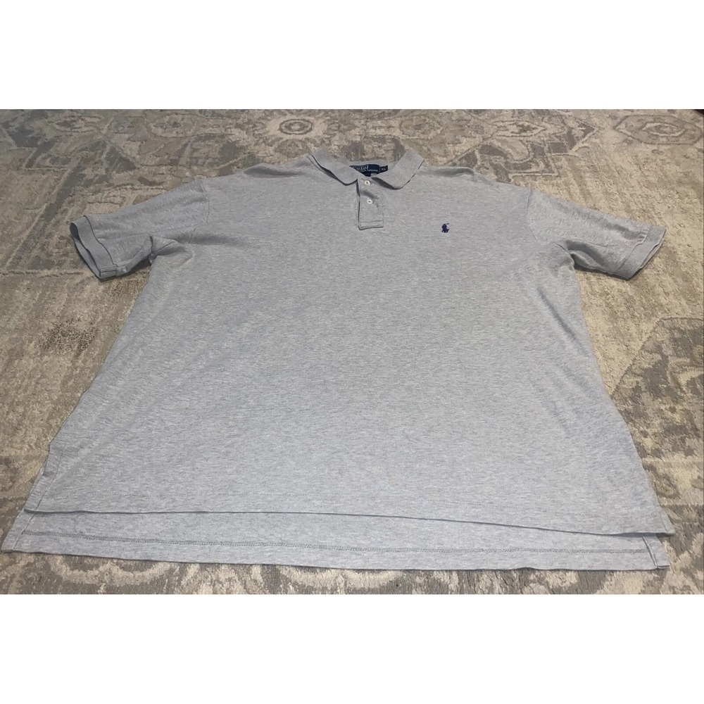 Mens Polo Ralph Lauren‎ Polo Shirt gray size XL Cotton Short Sleeve